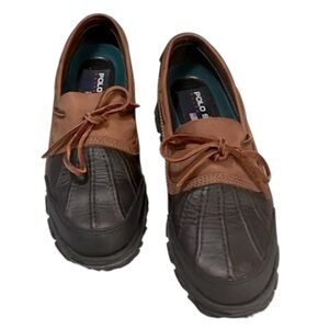 Ralph Lauren Polo Sport Leather Rubber Sole Low Top Boat Duck Shoes Sz 7.5
